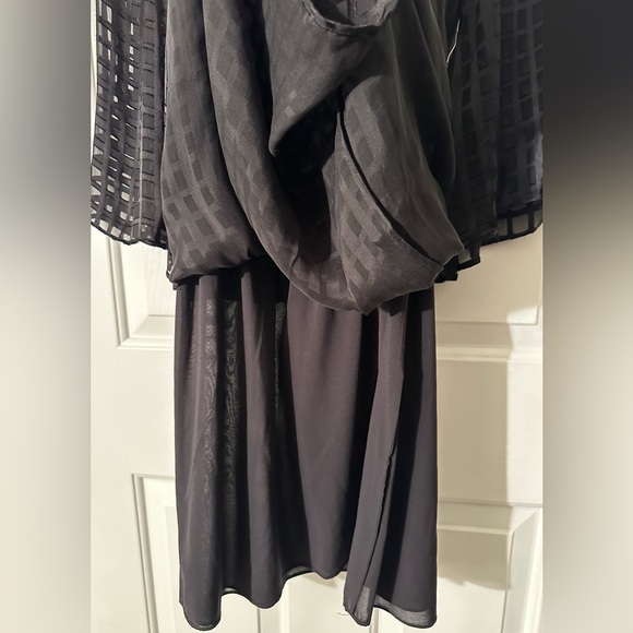 ALICE + OLIVIA Small Black Silk Blend Semi-Sheer Windowpane Little Black Dress - Picture 8 of 11